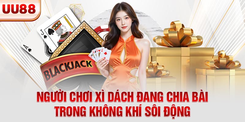 Người chơi xì dách đang chia bài trong không khí sôi động Người chơi xì dách đang chia bài trong không khí sôi động
